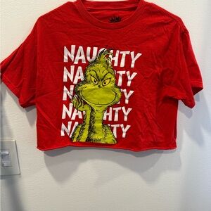 Red Grinch Naughty Crop Top